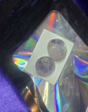 Amethyst Purple and White Stud Earrings